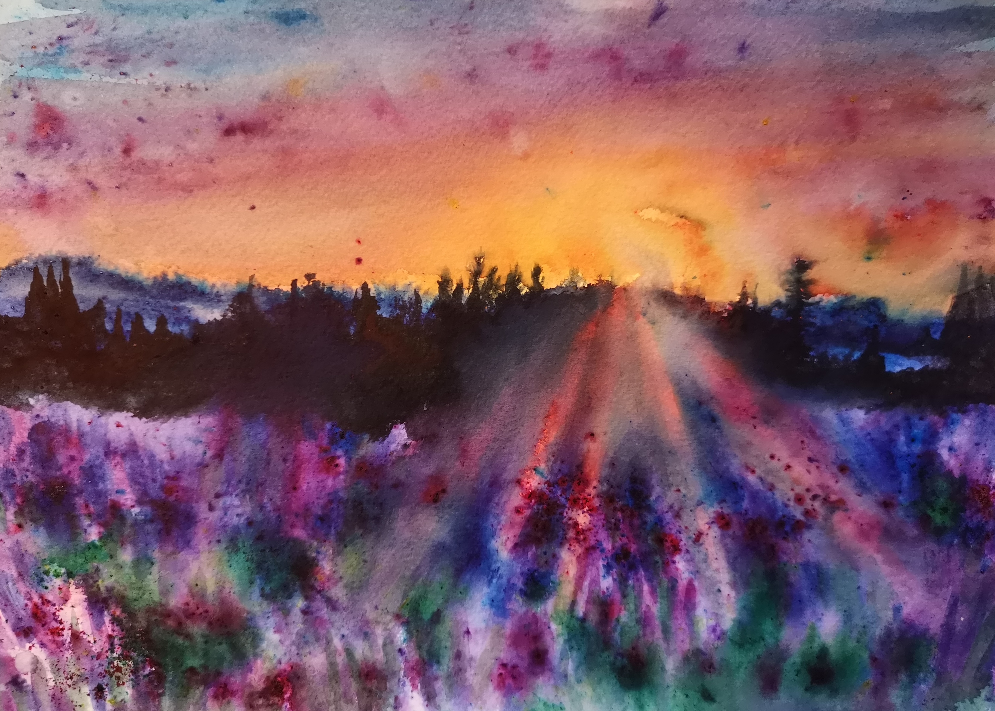 Twilight Meadow painting
